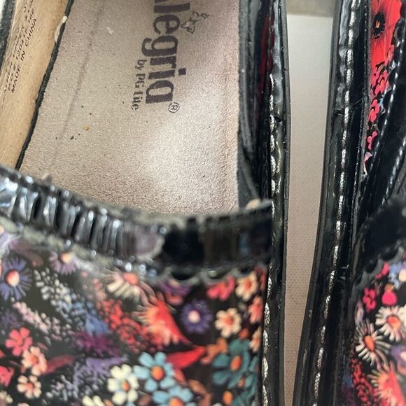 Alegria DEB  patent leather multi color floral prints slip on clogs size Euro 37 - Picture 15 of 15